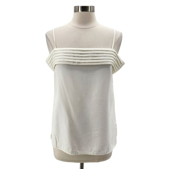 NWT Do+Be Sleeveless Off The Shoulder Pleated Ivory Blouse Top Womens Large - Picture 1 of 9